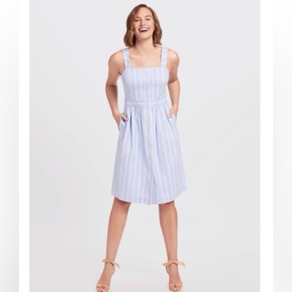 Draper James Striped Button Front Dress Blue Size 6